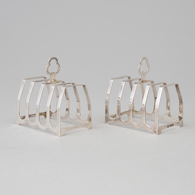 a pair of silver toastracks by Cooper Brothers and Sons, Sheffield 1939.
