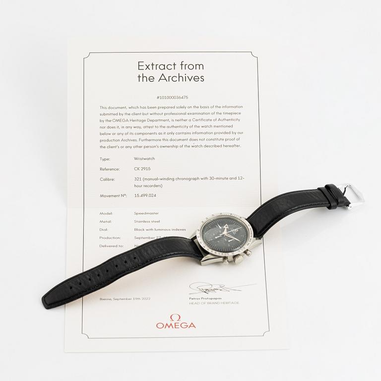 Omega, Speedmaster, chronograph, "2915-1", "Broad Arrow hands", ca 1957.