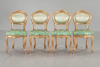 STOLAR, 4 st. Louis XV-stil. Omkring 1900.