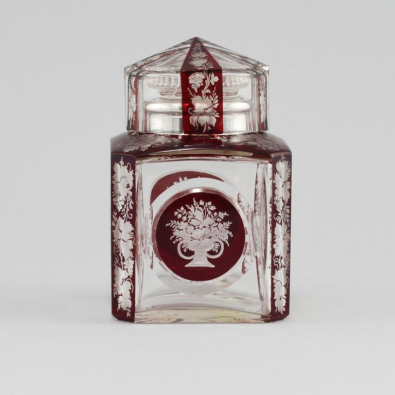 KARAFF, glas och silver, J H Werner, Berlin, omkring år 1900.