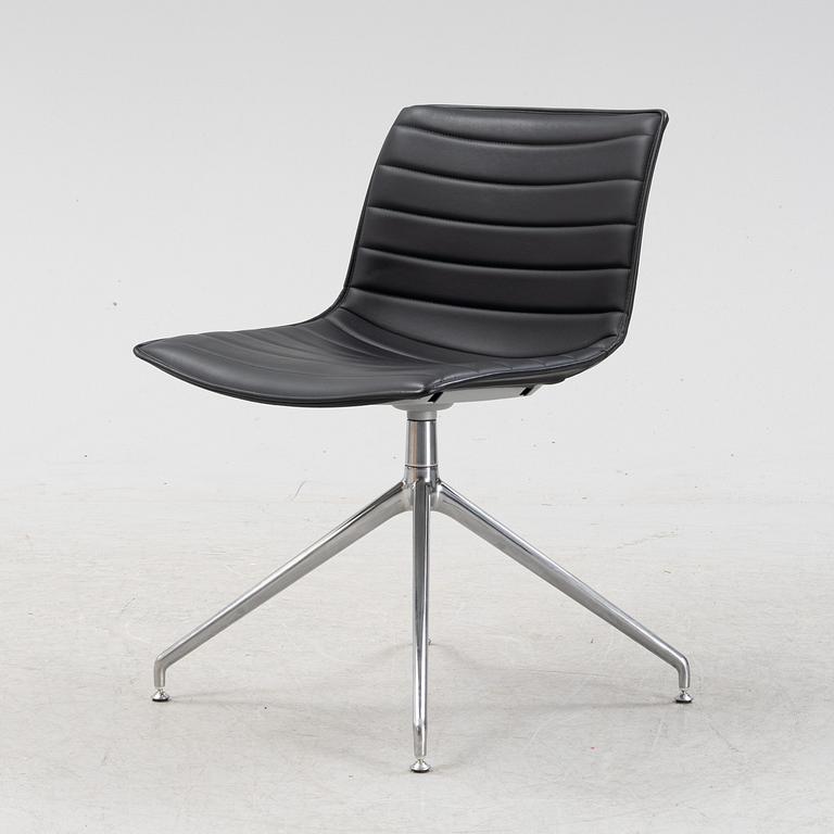 Lievore Altherr Molina, a leather and steel 'Catifa' office chair for Arper, Italy.
