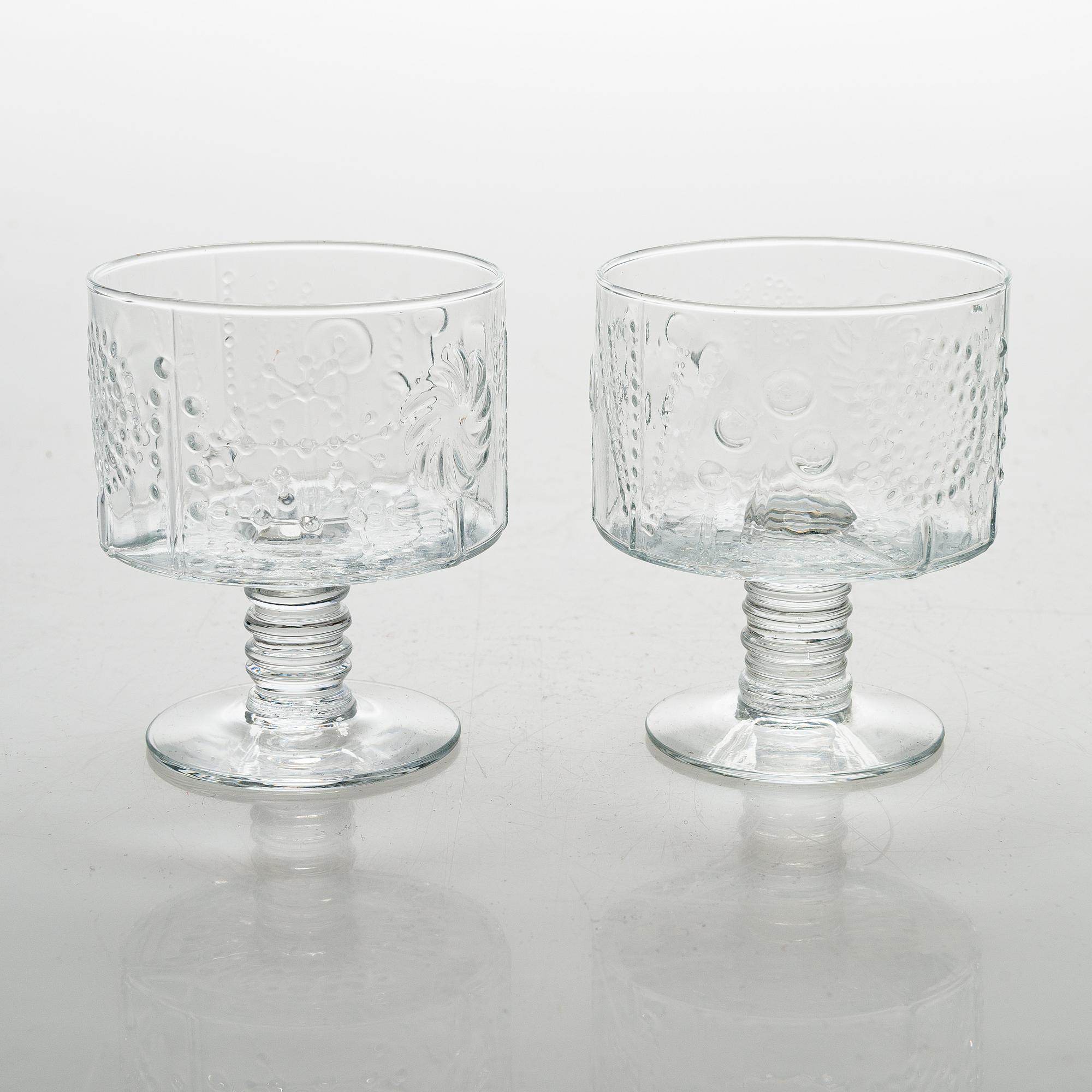 Oiva Toikka, boolimalja ja 9 lasia, "Flora", Nuutajärvi, 1966-1991.