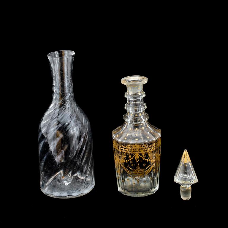 KARAFFER, 2 st, glas, 1800/1900-tal.