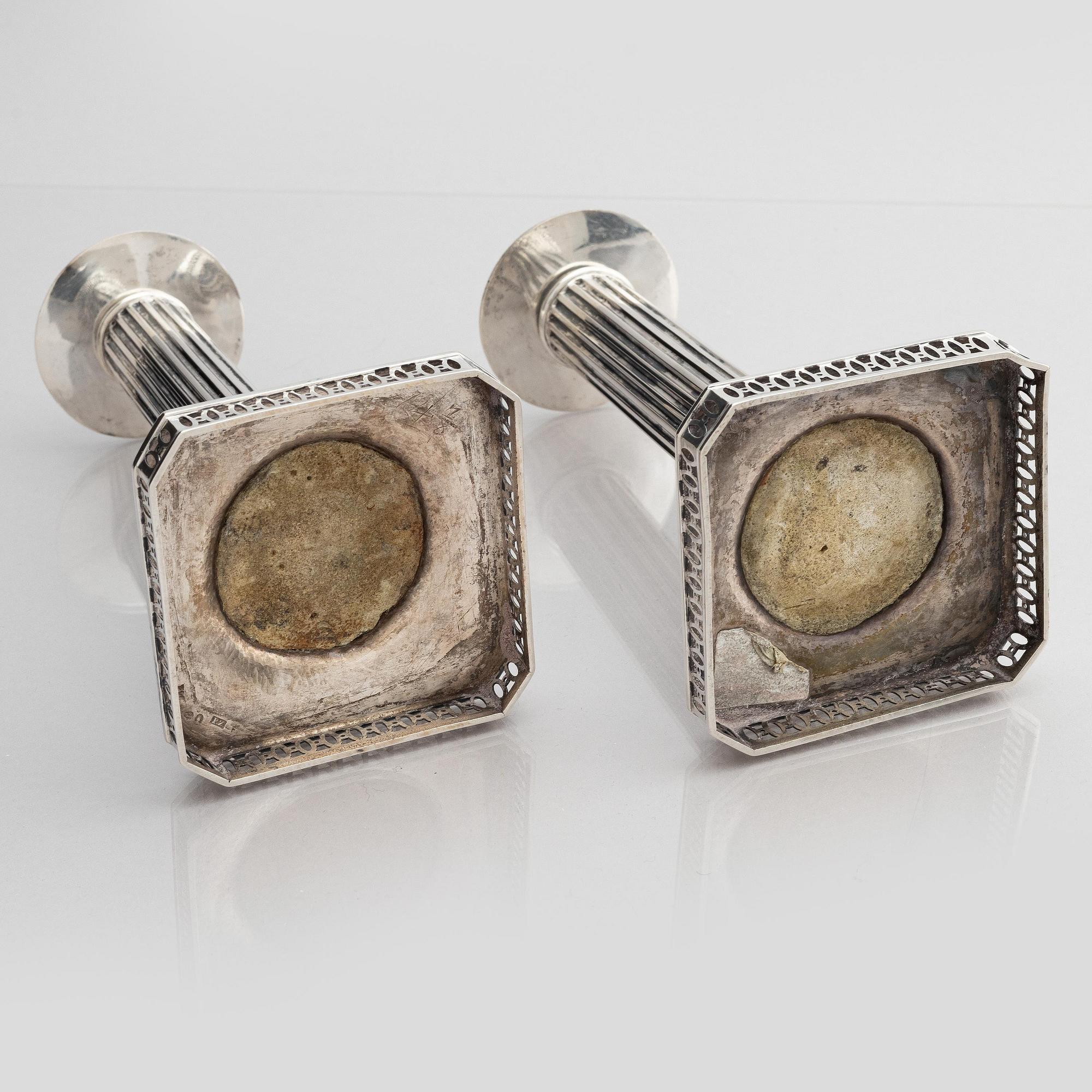 Pehr Zethelius, ljusstakar, ett par, silver, Stockholm 1794. Gustavianska.