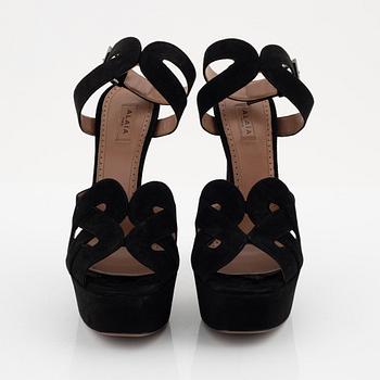 Alaïa, a pair of black suede sandals, size 37.