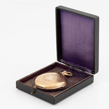 Pocket watch, hunter, 14K gold, repeater, 58 mm.