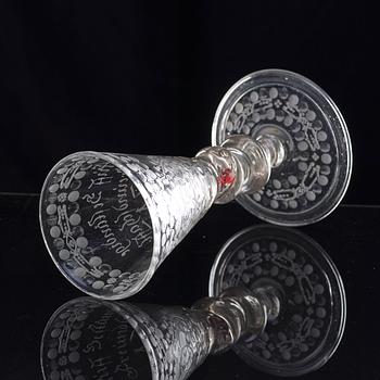 A German cut and engraved glass goblet, 18th Century.