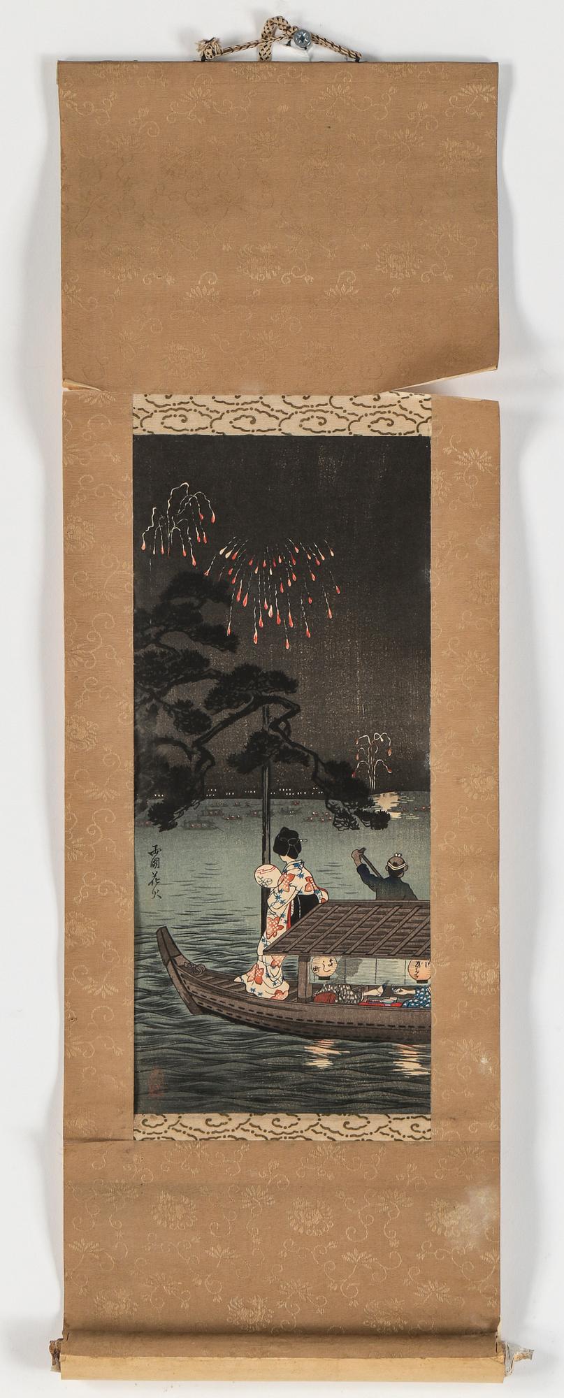 RULLMÅLNINGAR, 3 st, på papper, Japan 1900-tal.