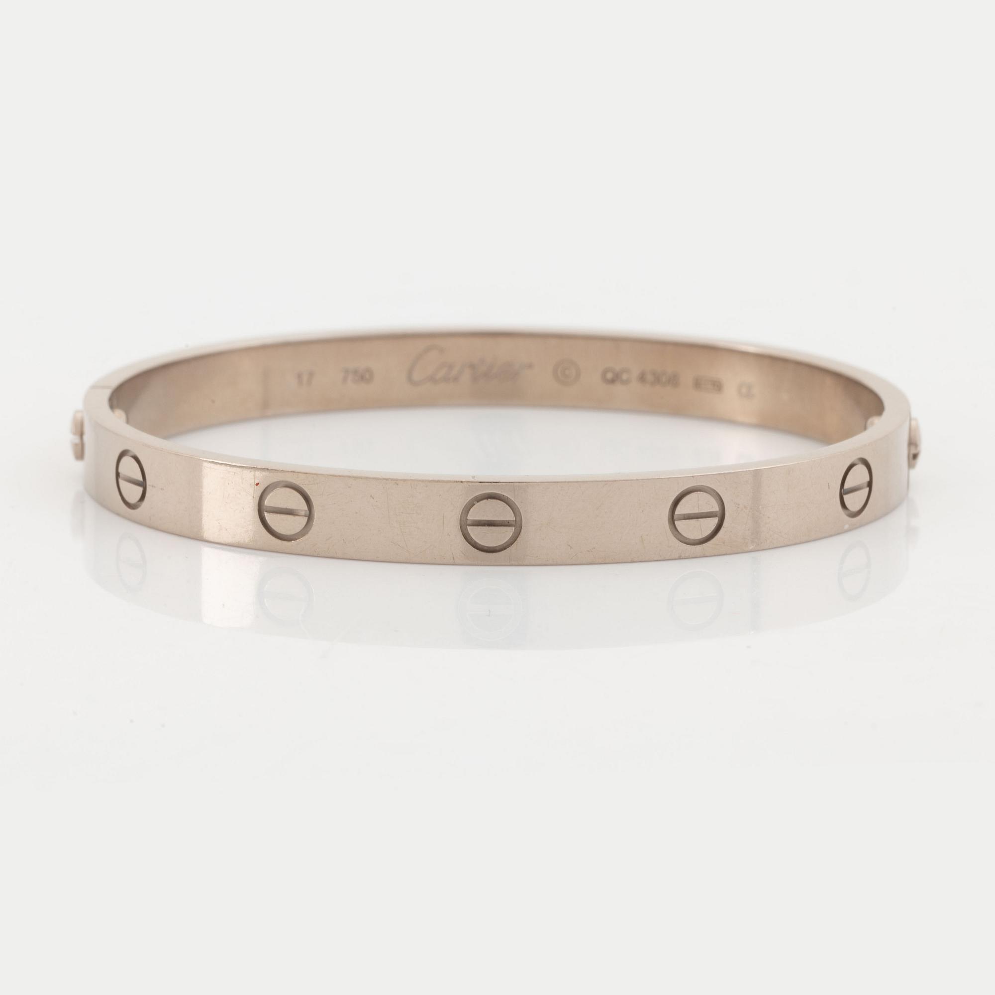 A Cartier "Love" bracelet in 18K white gold.