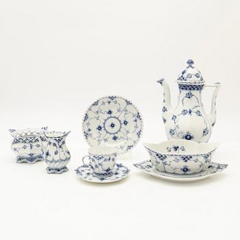 Royal Copenhagen, coffee service, 27 pieces, porcelain, "Blue Fluted", Denmark.