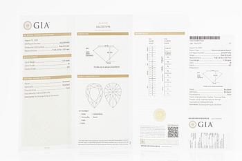 Necklace 18K white gold with pear-shaped and emerald-cut diamond accompanied by IGI and GIA report.