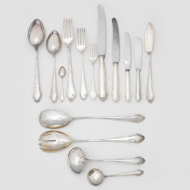 A Swedish silver cutlery set, "Lübeck", mark of K Anderson, Stockholm, some 1939 (107 pieces).