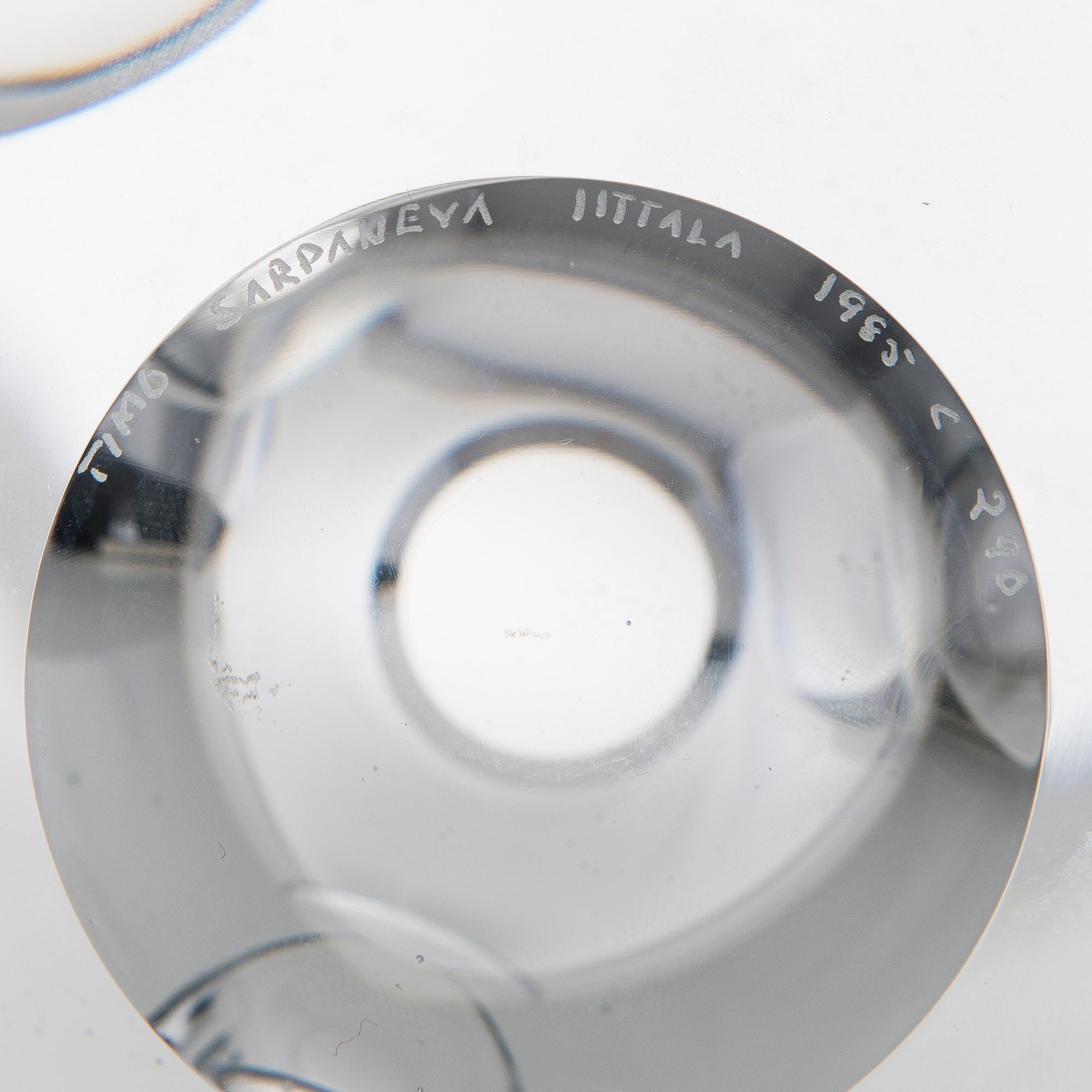 Timo Sarpaneva, Lasiveistos "Claritas", signeerattu Timo Sarpaneva Iittala 1985 C 290.