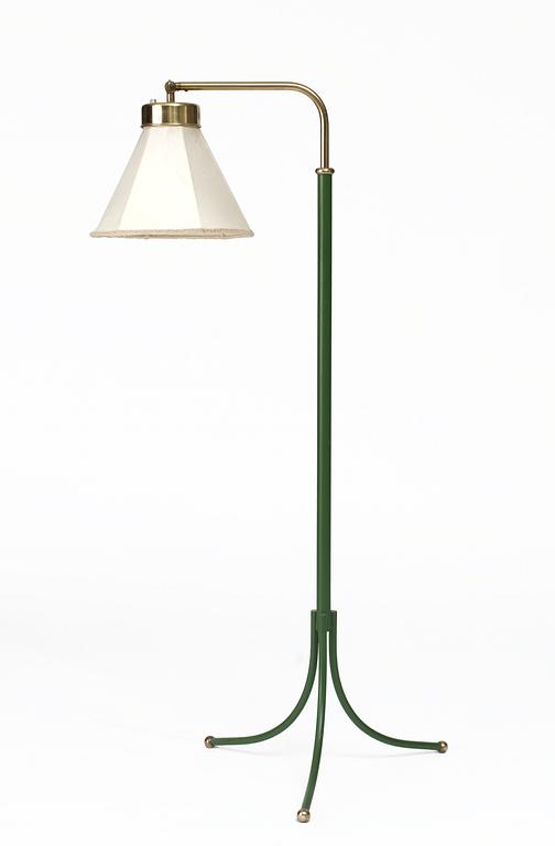 A Josef Frank brass och green lacquered floor lamp, Firma Svenskt Tenn.