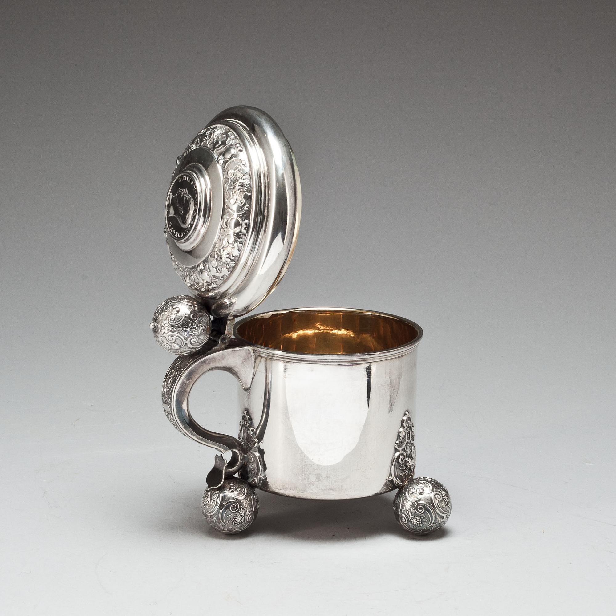 DRYCKESKANNA, silver, barockstil, GAB, 1929. vikt ca 696 g.