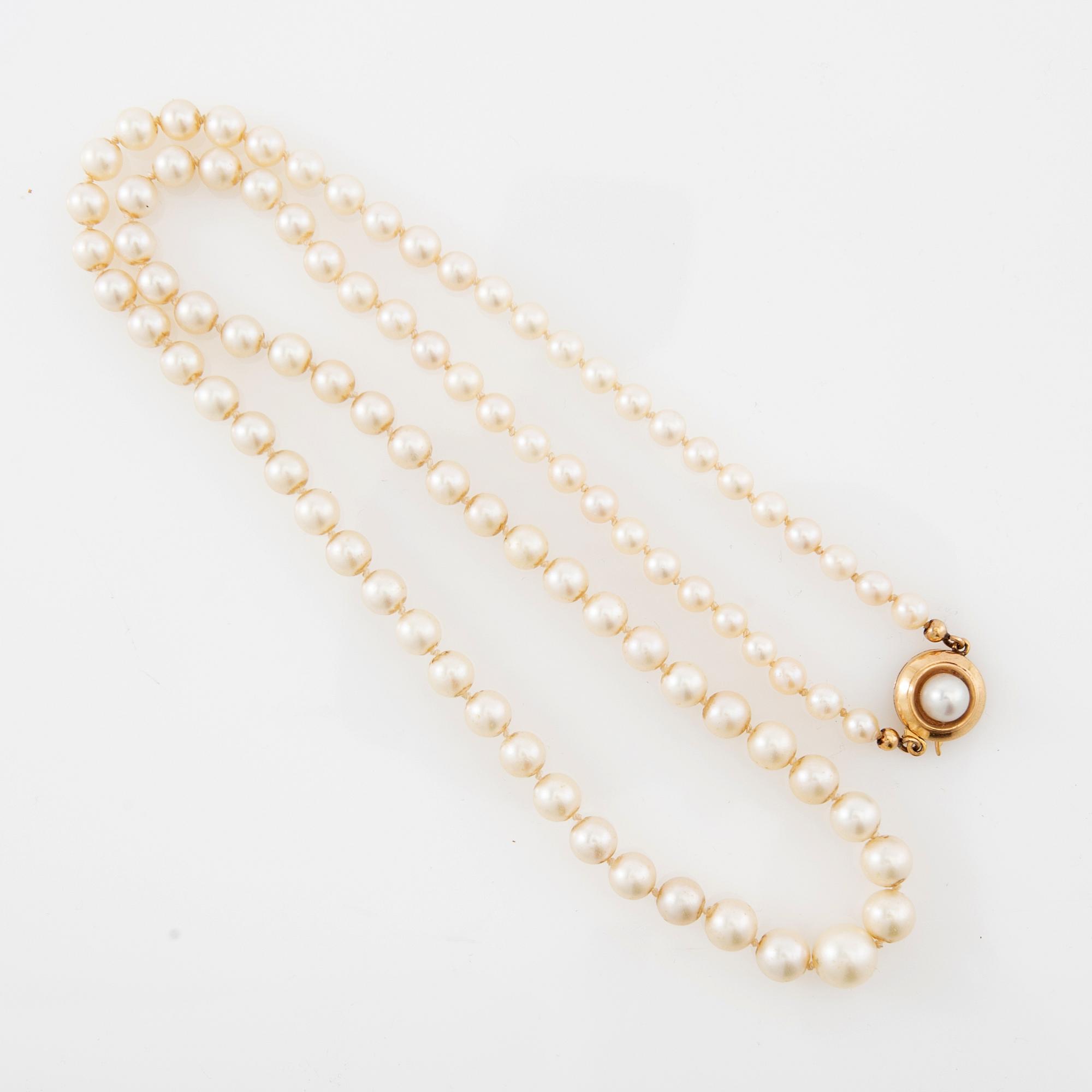 Collier, 18K guld och pärlor.