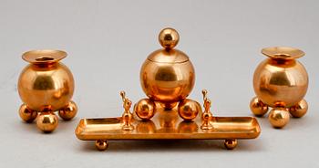 SKRIVBORDSSET, 3 delar, mässing, Gusums Bruk.