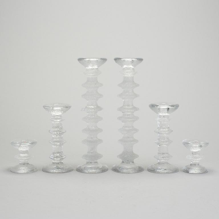 LJUSSTAKAR, 6 st, glas, "Festivo", Timo Sarpaneva, Iittala.