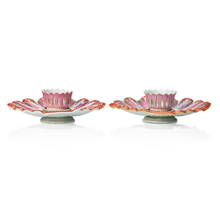 A pair of famille rose trembleuses, Qing dynasty, 18th Century.