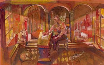 PETER WEISS, mixed media on paper, signed and dated 46.