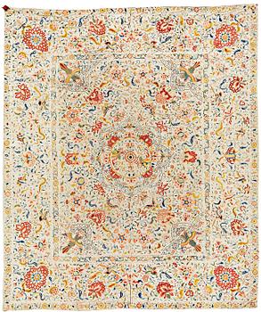 711. A large embroidered silk blanket, Qing dynasty (1664-1912).