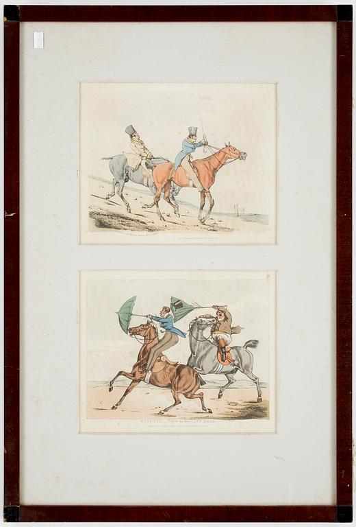 GRAVYRER, 6 st, handkolorerade, England 1800-tal.