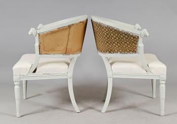 BALJFÅTÖLJER, 1 par, herrgårdstillverkning, empirestil, 1800-/1900-tal.