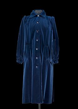 1254. A blue velvet coat by Yves Saint Laurent, from the Russian collection.