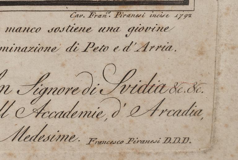 FRANCESCO PIRANESI, 2 st kopparstick, 1700-talets slut.