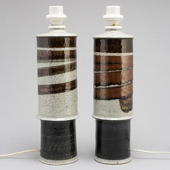 A pair of stoneware table lamps by Inger Persson, Rörstrand.