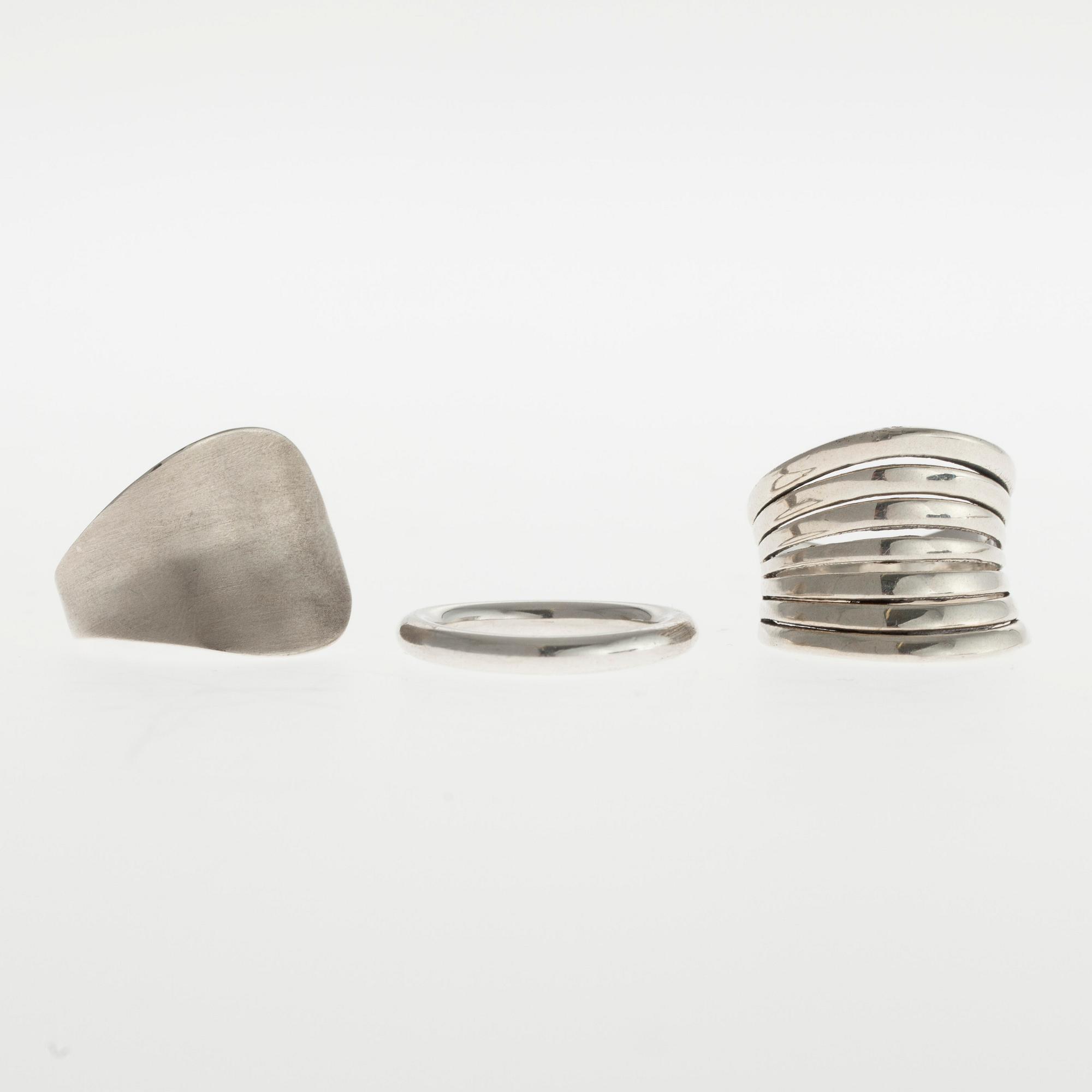 RINGAR, 3 st, sterling silver, bl.a. Jalo, 1900-talets slut.