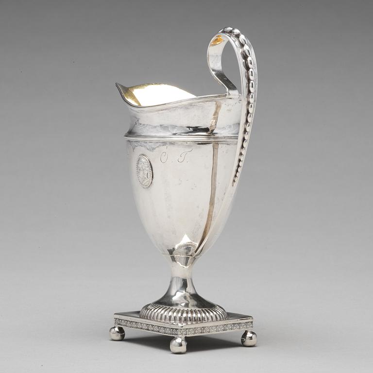 A Swedish 18th century parcel-gilt silver cream-jug, mark of Anders Dunderberg, Gavle 1795.