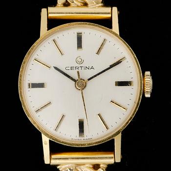 DAMARMBANDSUR, guld 18K, Certina. Tot ca 30 gram.