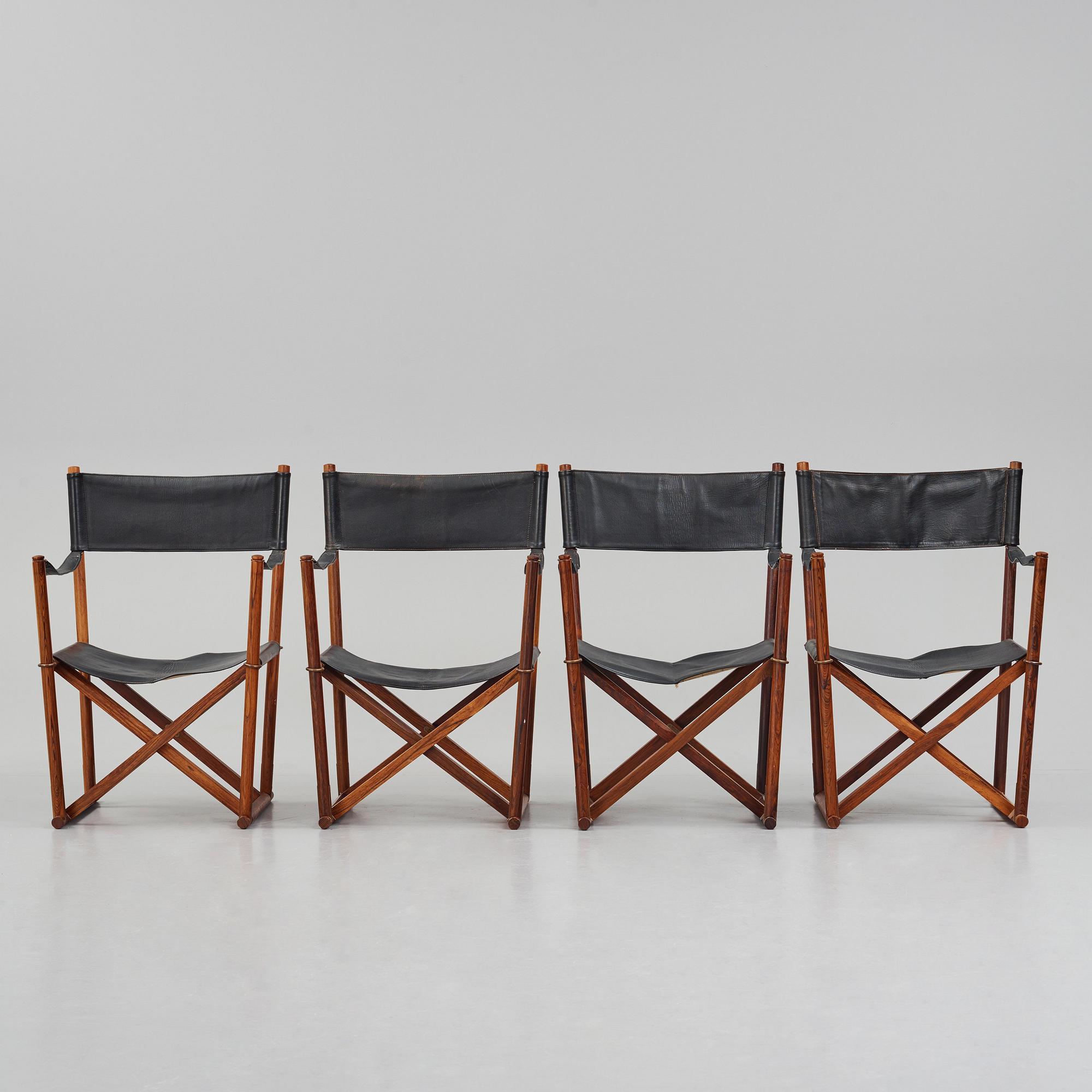 Mogens Koch, four 'MK16' folding chairs, Denmark 1960s.
