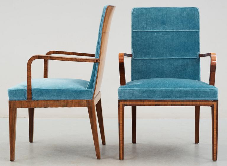 A pair of Axel Larsson armchairs by Albin Johansson, Wickman & Nyberg, Stockholm 1930.