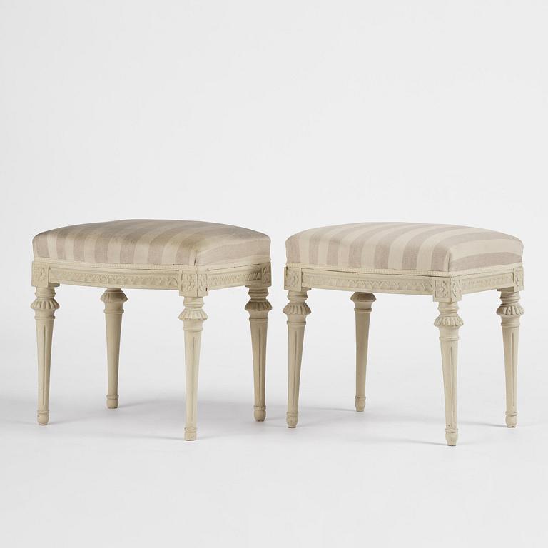 A pair of late Gustavian stools by J. E. Höglander (master in Stockholm 1777-1813).