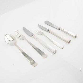 Jacob Ängman, cutlery 33 dlr silver "Rosenholm" GAB Stockholm 1950s/60s.