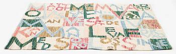 Barbro Sprinchorn, a textile, 'Bokstäverna', tapestry, c. 50 x 57 cm, signed BS.