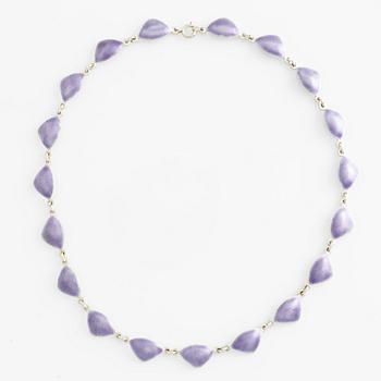 Engelbert, necklace, silver and purple enamel.