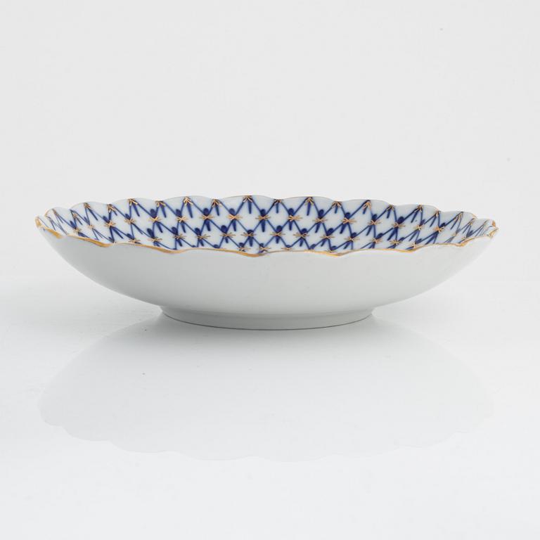 A 20-piece Lomonosov 'Cobalt Net' porcelain coffee set, USSR.