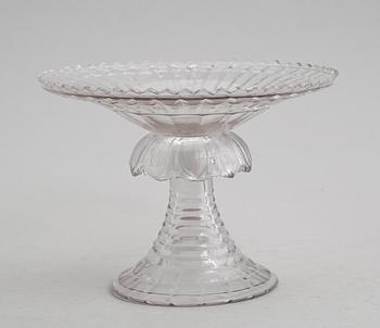 SKÅL PÅ FOT, 2 delar, glas, 1900-talets första hälft.