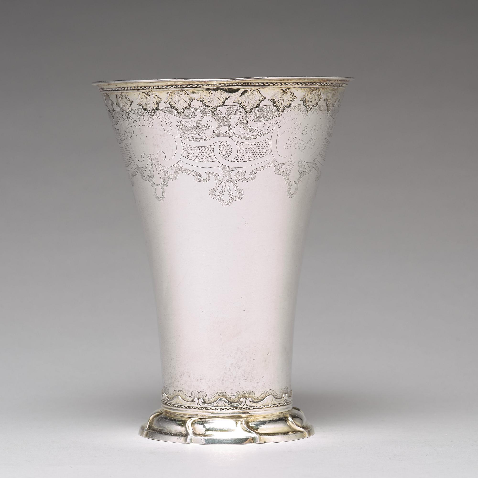 A Swedish 18th century parcel-gilt silver beaker, mark of Sven Örn, Stockholm 1757.