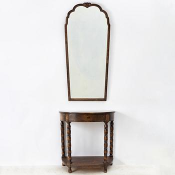 Mirror with console table, Swedish Furniture Factories, 1920s.