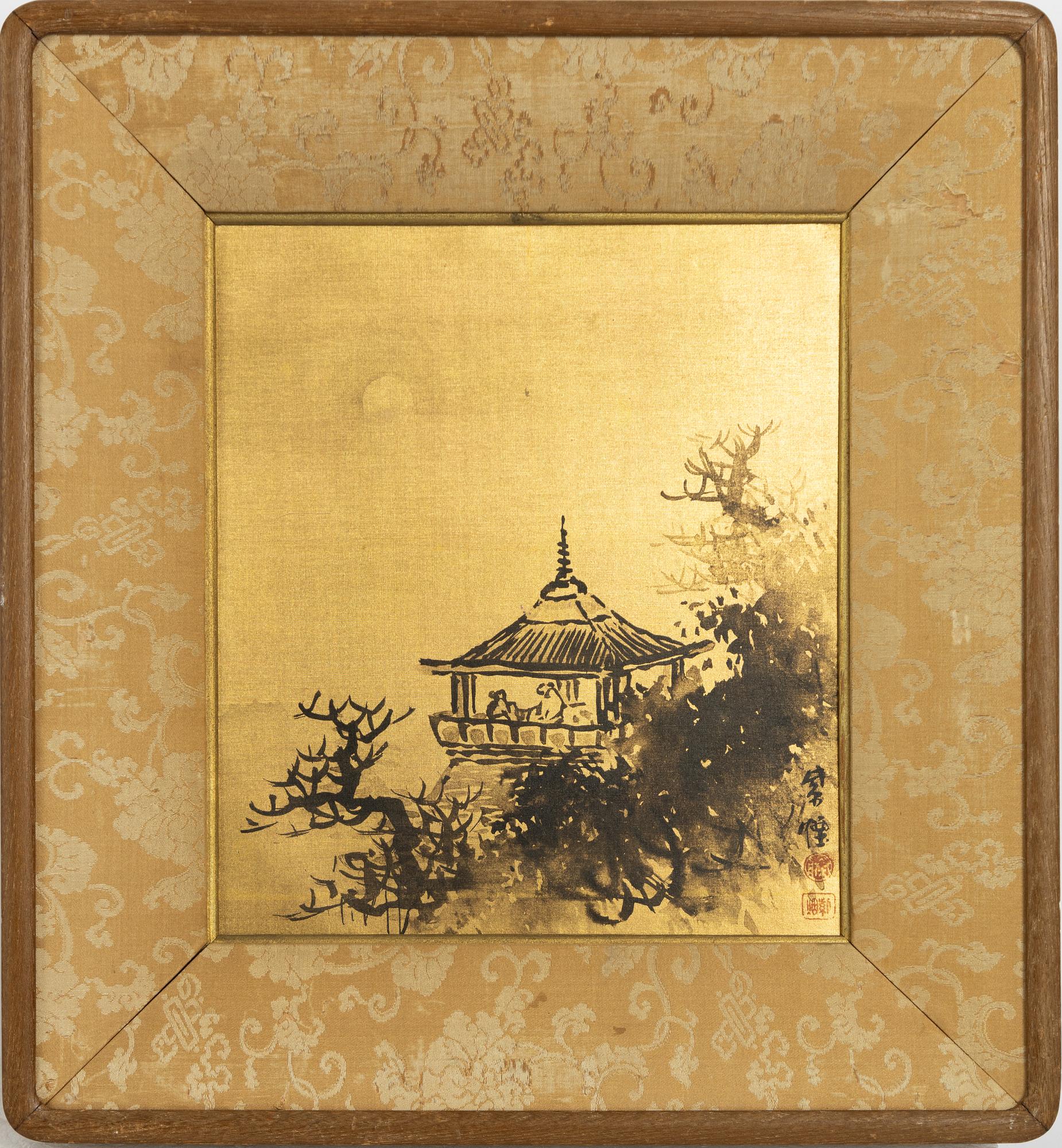 Unidentified artist, Moonlit temple, early 20th century.
