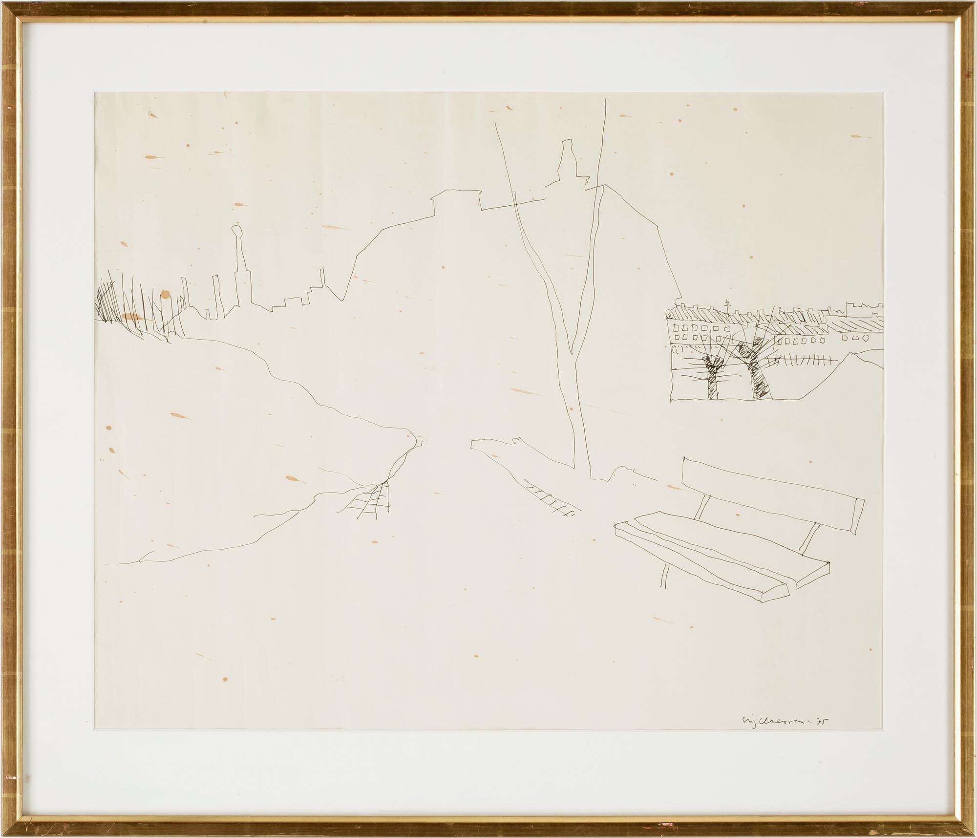 STIG CLAESSON, tuschteckning, sign o dat -75.