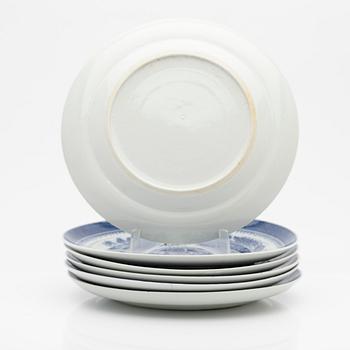 Plates, 6 pcs, porcelain, China, Qing dynasty, Qianlong (1736-95).