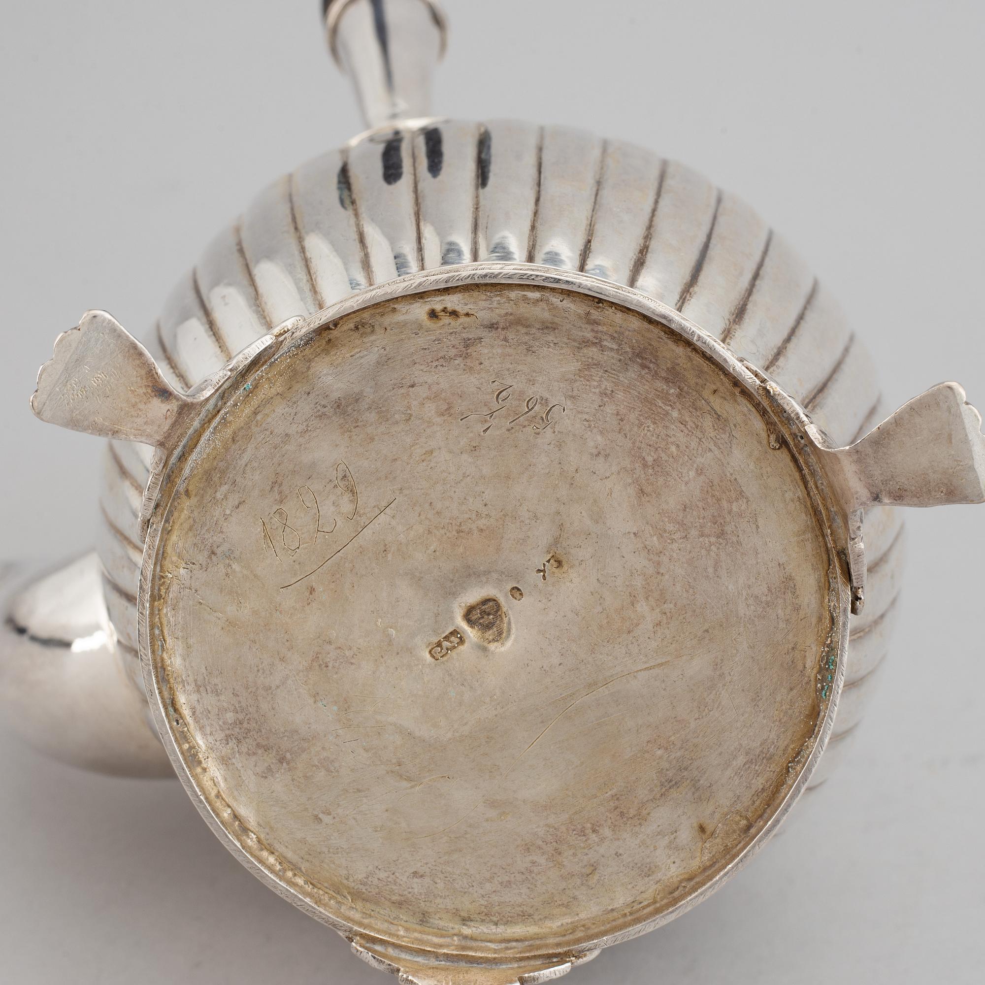 A swedish silver empire coffee pot, mark of Petter Adolf Sjöberg, Stockholm 1829.