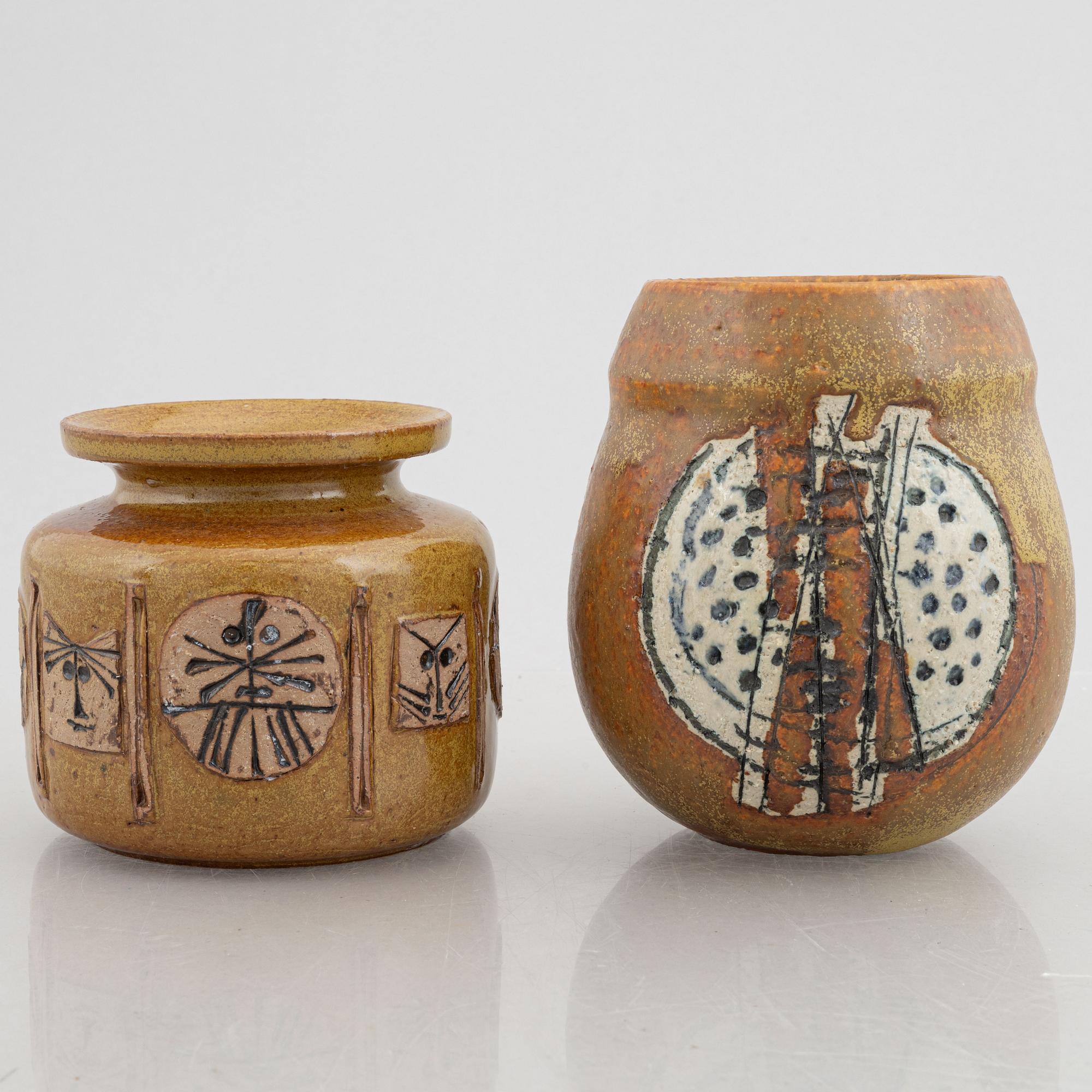 Lisa Larson, two vases, Gustavsberg Studio, Sweden.