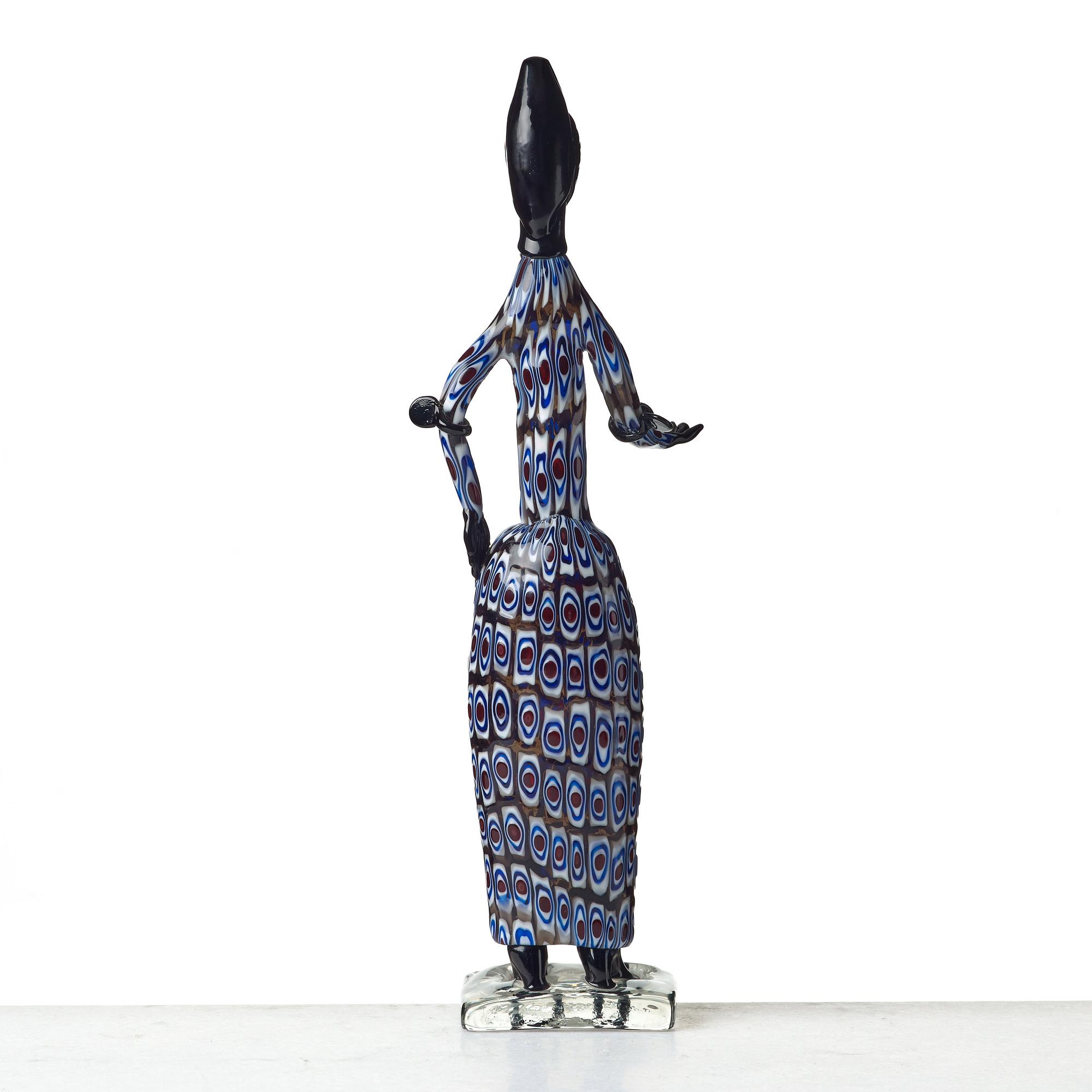 Fulvio Bianconi, an "African Woman" glass sculpture, model nr 4922, Venini, Murano, Italy 1950's.