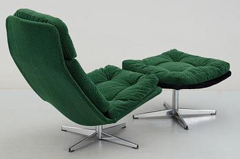 FÅTÖLJ med FOTPALL, möjligen Dux, 1960/70-tal.